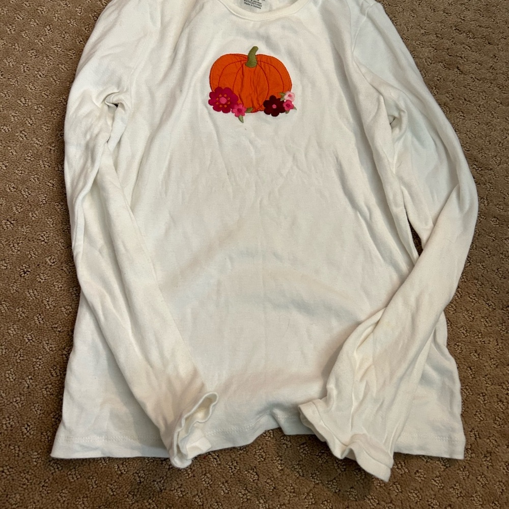 Gymboree White Long Sleeve Shirt with Pumpkin Design
